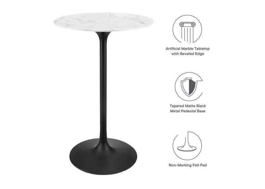 Lippa 28" Round Artificial Marble Bar Table