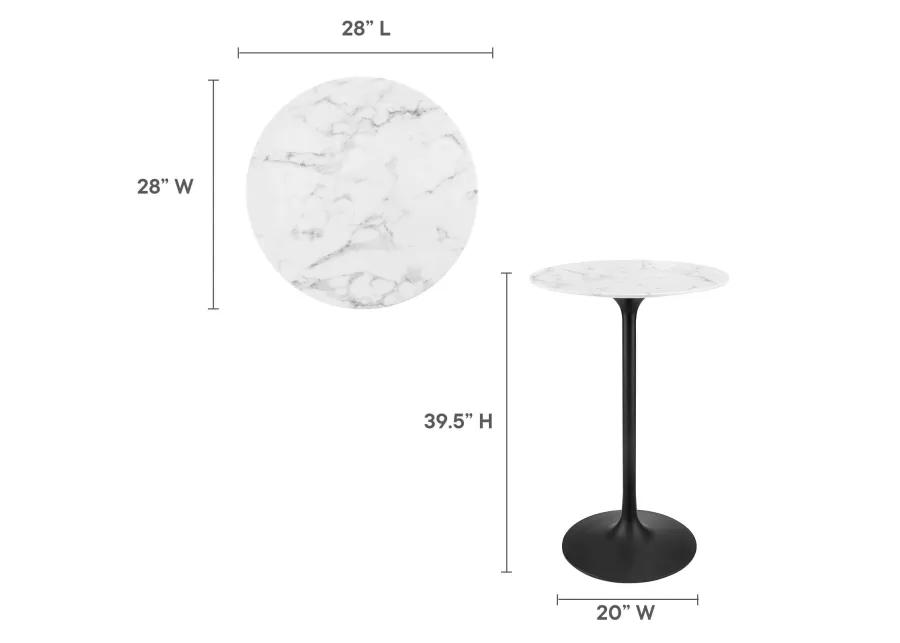 Lippa 28" Round Artificial Marble Bar Table