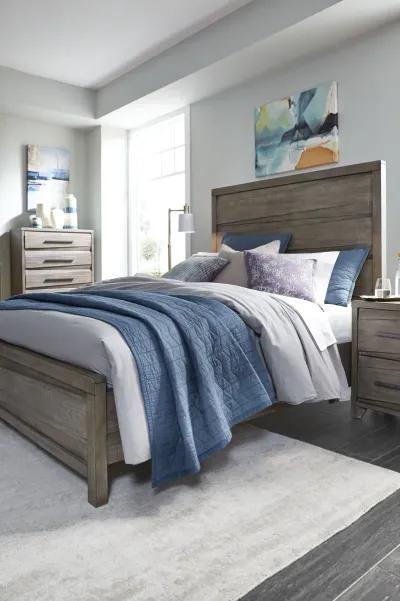 Hearst Solid Wood Queen-Size Panel Bed in Sahara Tan