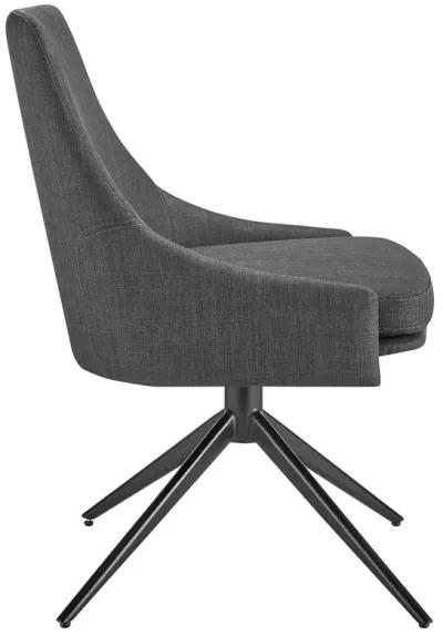 Signa Side Chair in Charcoal Fabric with Black Steel Base - Set of 1