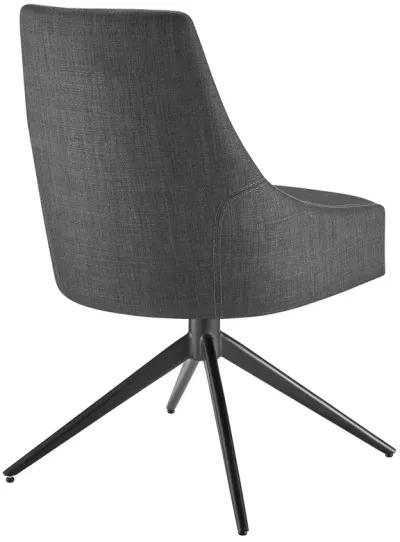 Signa Side Chair in Charcoal Fabric with Black Steel Base - Set of 1