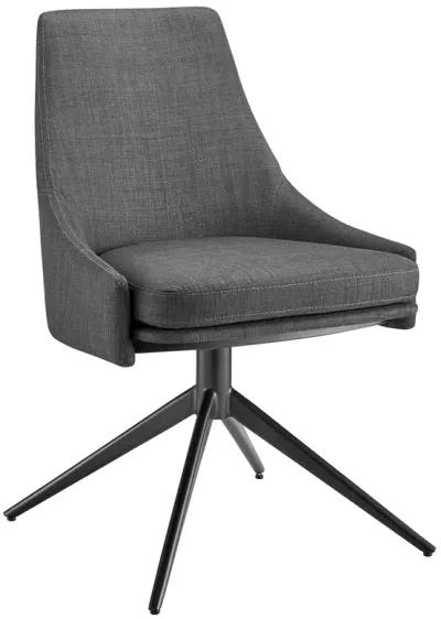 Signa Side Chair in Charcoal Fabric with Black Steel Base - Set of 1