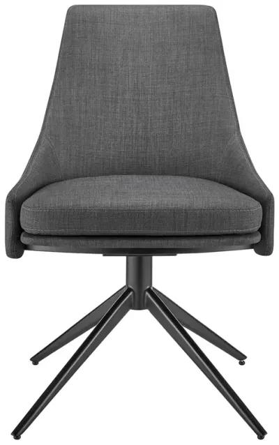 Signa Side Chair in Charcoal Fabric with Black Steel Base - Set of 1