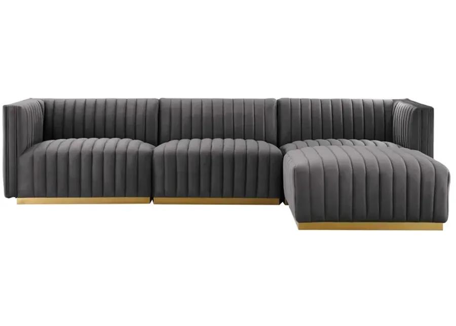 Conjure Channel Tufted Performance Velvet 4-Piece Sectional