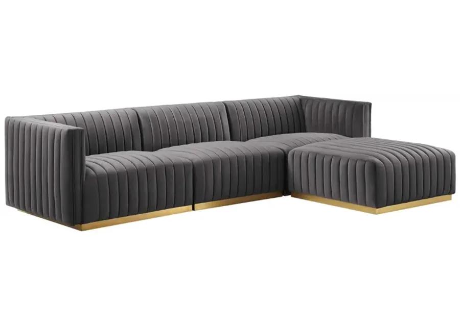 Conjure Channel Tufted Performance Velvet 4-Piece Sectional