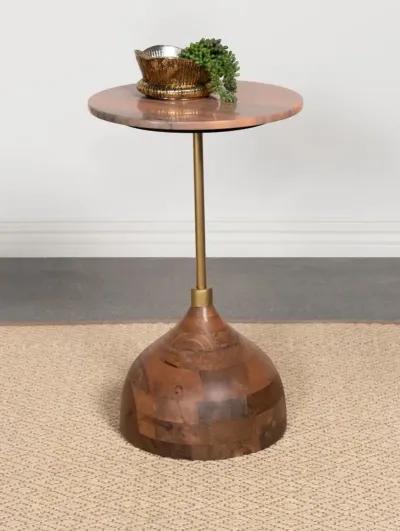 Colima Round Wood Top Side Table Peach