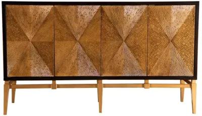 Zira Sunburst 4-door Accent Cabinet Brown and Antique Gold