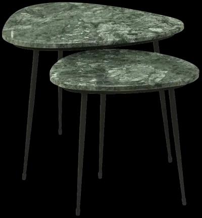 Tobias 2-piece Triangular Marble Top Nesting Table Green and Black