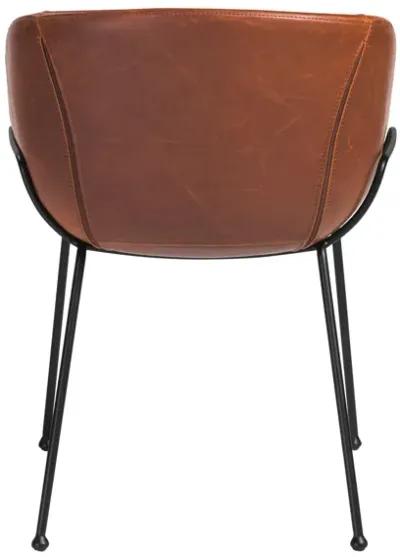 Zach Armchair with Dark Brown Leatherette and Matte Black Powder Coated Steel Frame and Legs - Set of 2