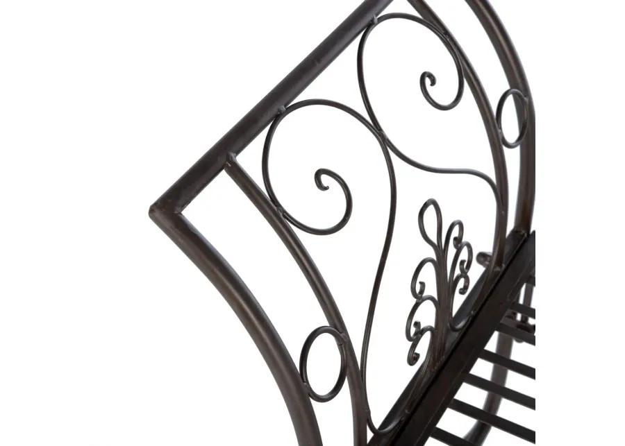 ADINA WROUGHT IRON 51.25 INCH W OUTDOOR GARDEN BENCH