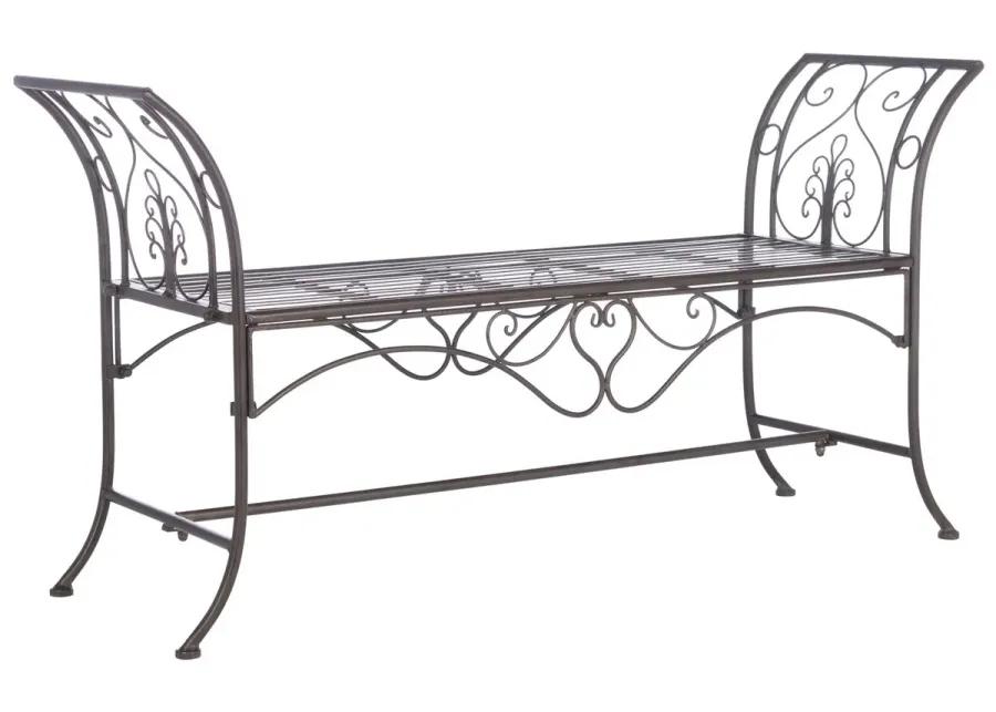 ADINA WROUGHT IRON 51.25 INCH W OUTDOOR GARDEN BENCH