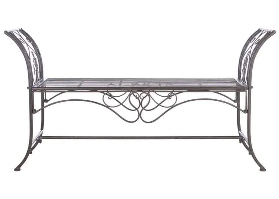 ADINA WROUGHT IRON 51.25 INCH W OUTDOOR GARDEN BENCH