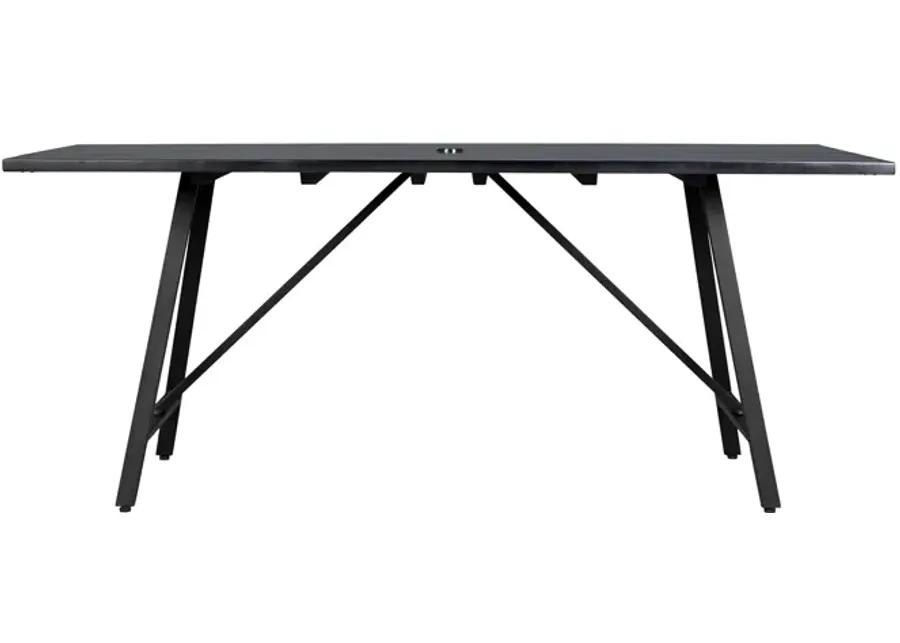 Koala Outdoor Patio Dark Eucalyptus Wood and Metal Rectangle Dining Table