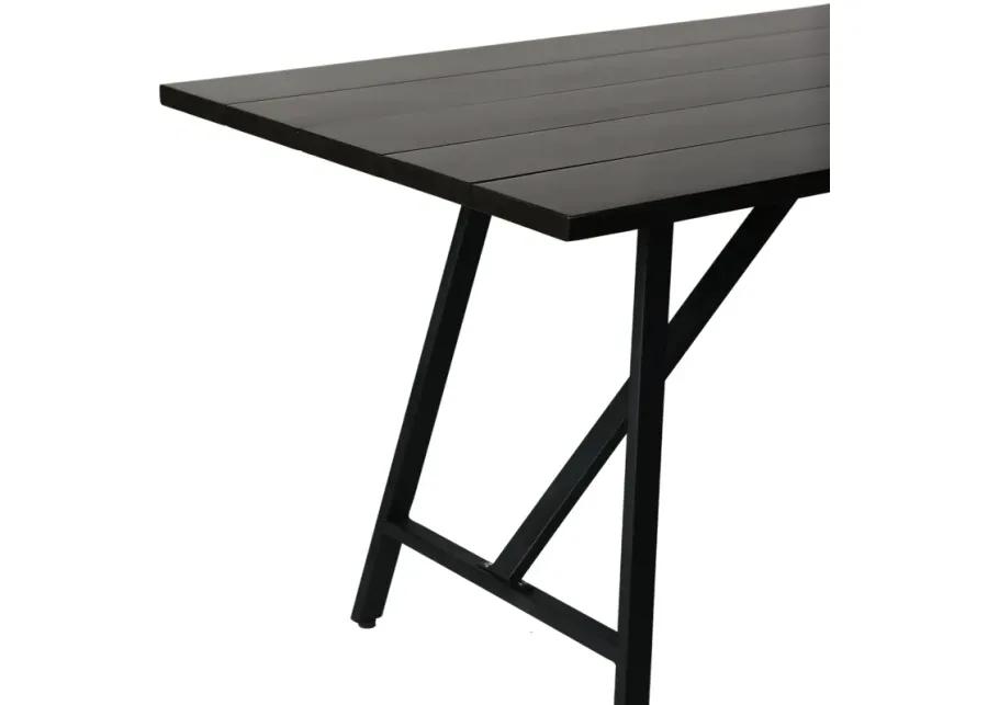 Koala Outdoor Patio Dark Eucalyptus Wood and Metal Rectangle Dining Table