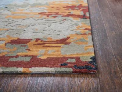 Mod Tan/Multi Abstract Wool/Tencel 8' x 10' Rectangle Rug