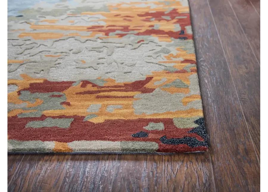 Mod Tan/Multi Abstract Wool/Tencel 8' x 10' Rectangle Rug