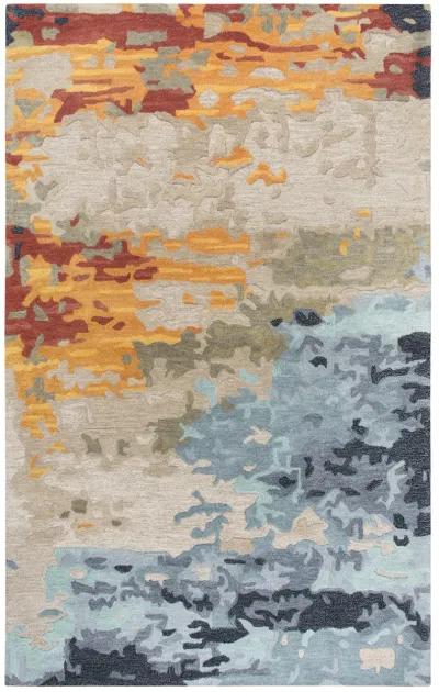 Mod Tan/Multi Abstract Wool/Tencel 8' x 10' Rectangle Rug