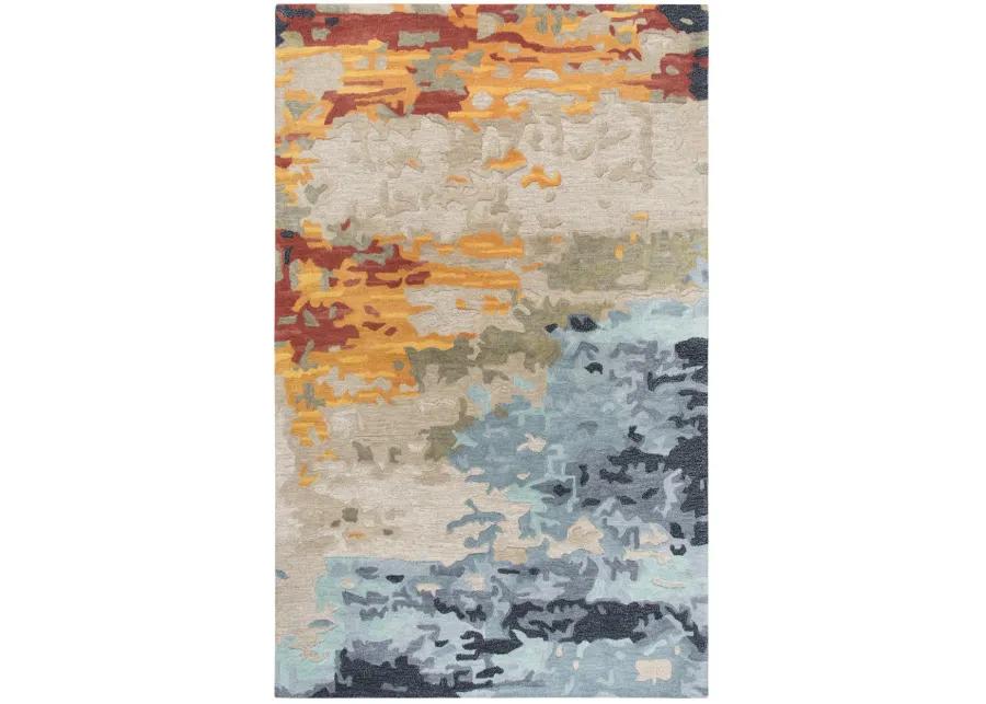 Mod Tan/Multi Abstract Wool/Tencel 8' x 10' Rectangle Rug