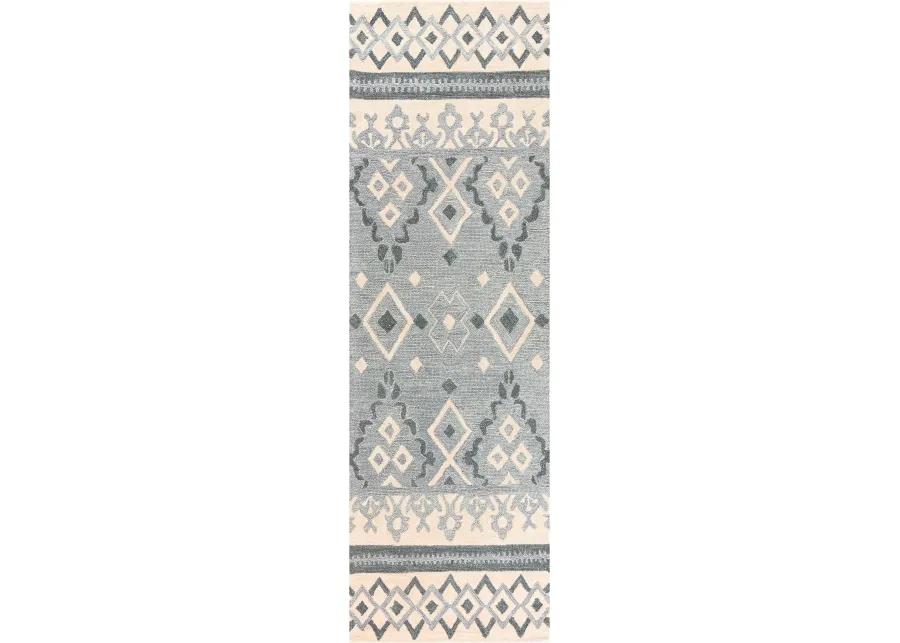 Opulent Natural/Beige Tribal Motif Wool 2'6" x 8' Runner Rug