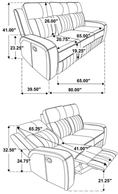 Raelynn 2-piece Upholstered Motion Reclining Sofa Set Grey