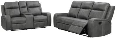 Raelynn 2-piece Upholstered Motion Reclining Sofa Set Grey