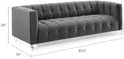 Mesmer Channel Tufted Button Performance Velvet Sofa