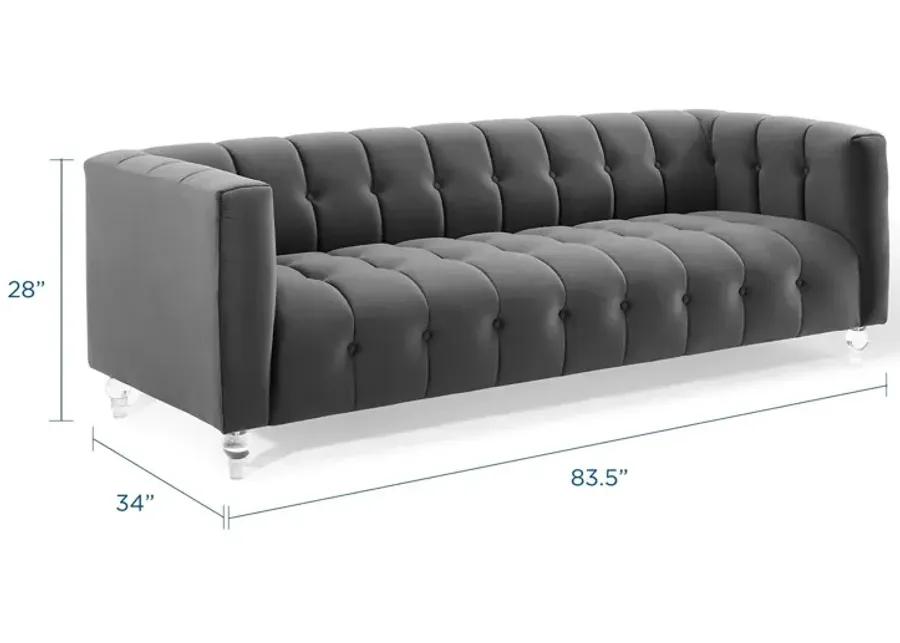 Mesmer Channel Tufted Button Performance Velvet Sofa