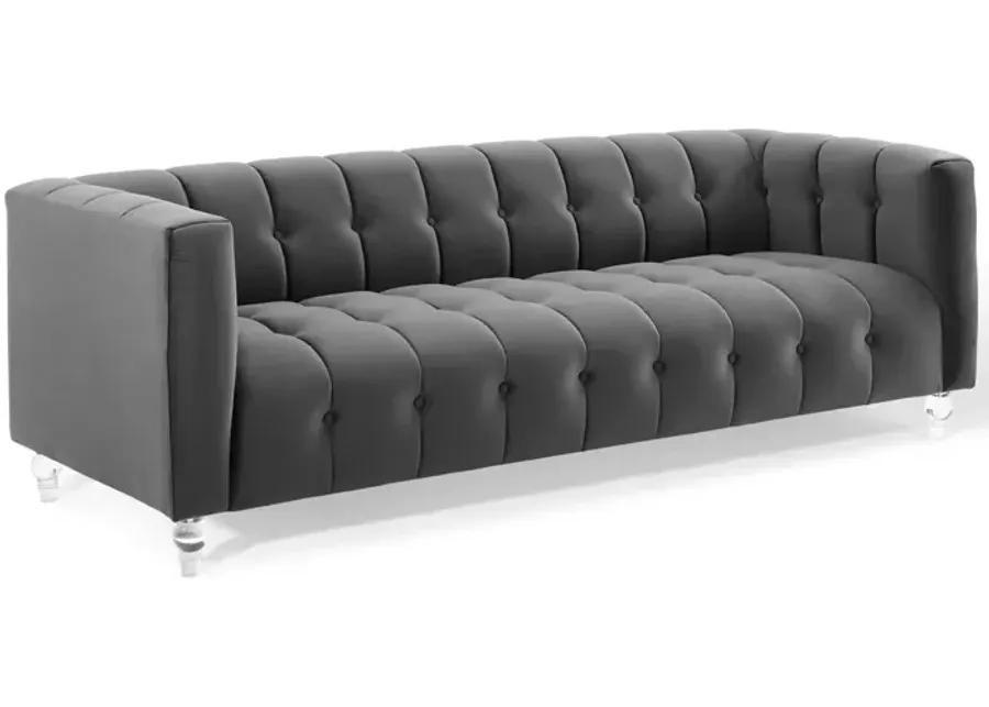 Mesmer Channel Tufted Button Performance Velvet Sofa