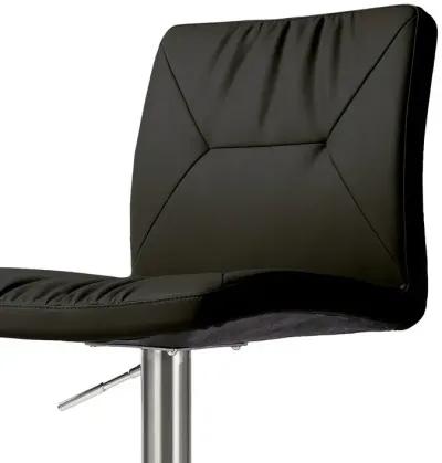 Paddy Black Vegan Leather on Silver Adjustable Stool