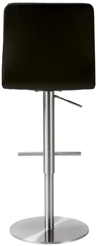 Paddy Black Vegan Leather on Silver Adjustable Stool