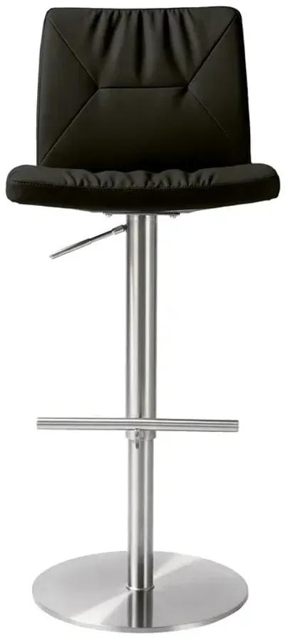 Paddy Black Vegan Leather on Silver Adjustable Stool