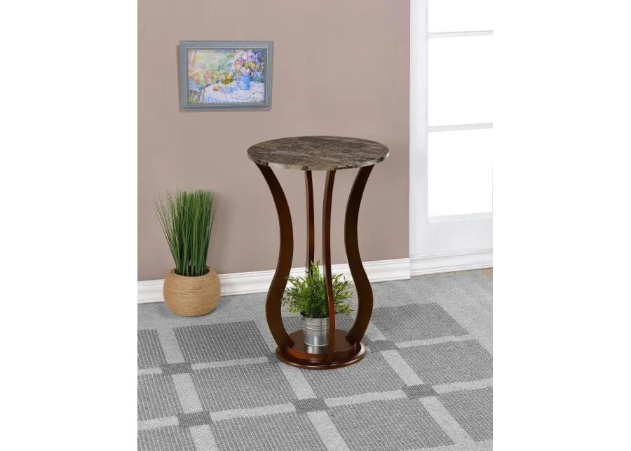 Elton Round Marble Top Accent Table Brown