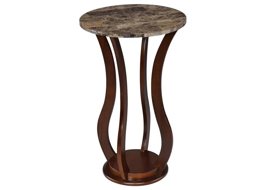 Elton Round Marble Top Accent Table Brown