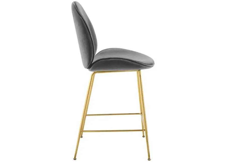 Scoop Gold Stainless Steel Leg Performance Velvet Counter Stool