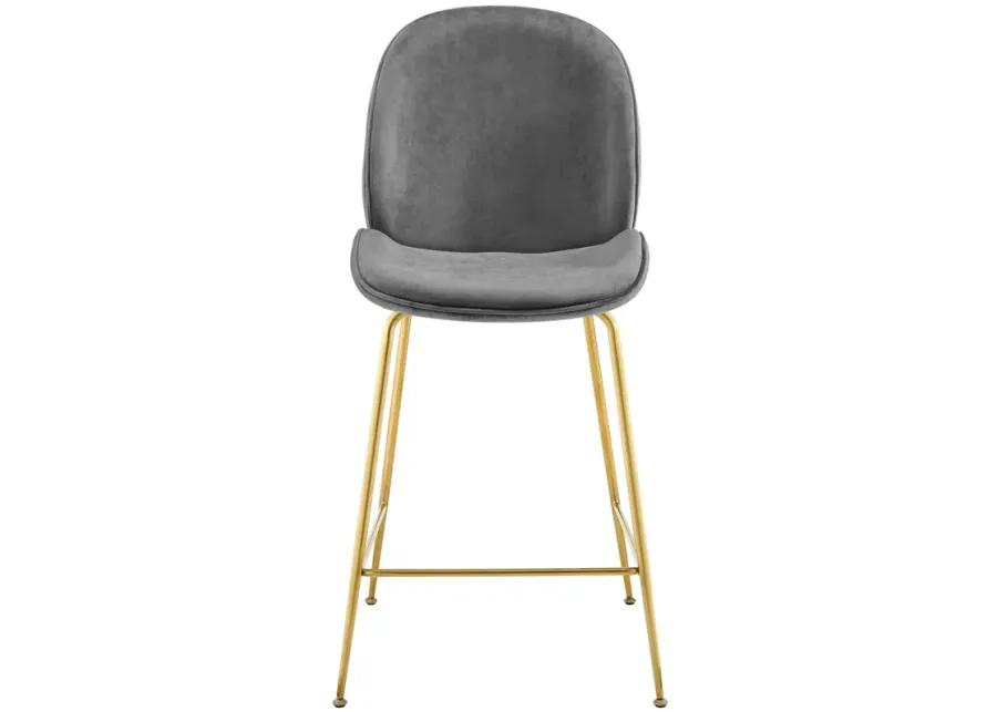 Scoop Gold Stainless Steel Leg Performance Velvet Counter Stool