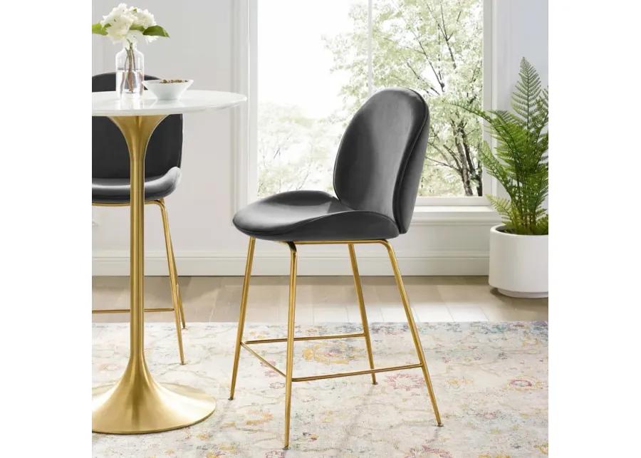 Scoop Gold Stainless Steel Leg Performance Velvet Counter Stool