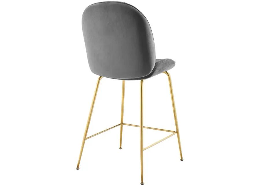 Scoop Gold Stainless Steel Leg Performance Velvet Counter Stool