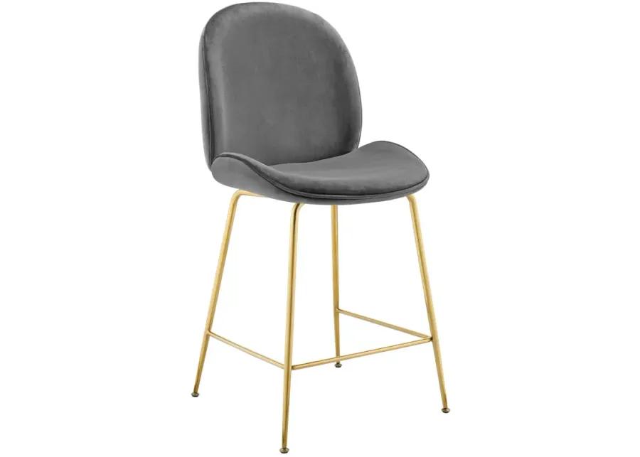 Scoop Gold Stainless Steel Leg Performance Velvet Counter Stool