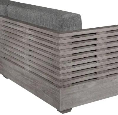 Vivid Outdoor Patio Sofa in Gray Eucalyptus Wood with Gray Olefin Cushions