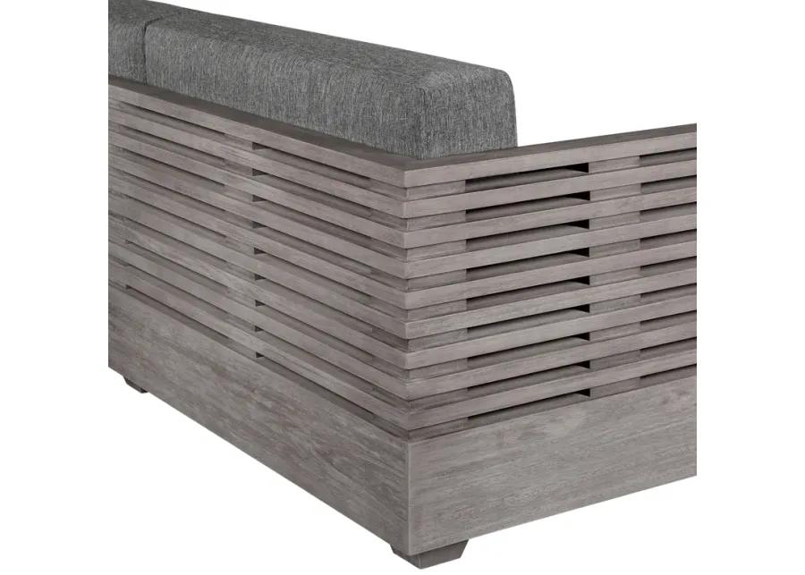 Vivid Outdoor Patio Sofa in Gray Eucalyptus Wood with Gray Olefin Cushions