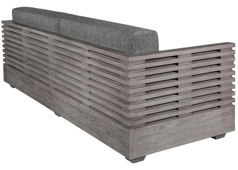 Vivid Outdoor Patio Sofa in Gray Eucalyptus Wood with Gray Olefin Cushions