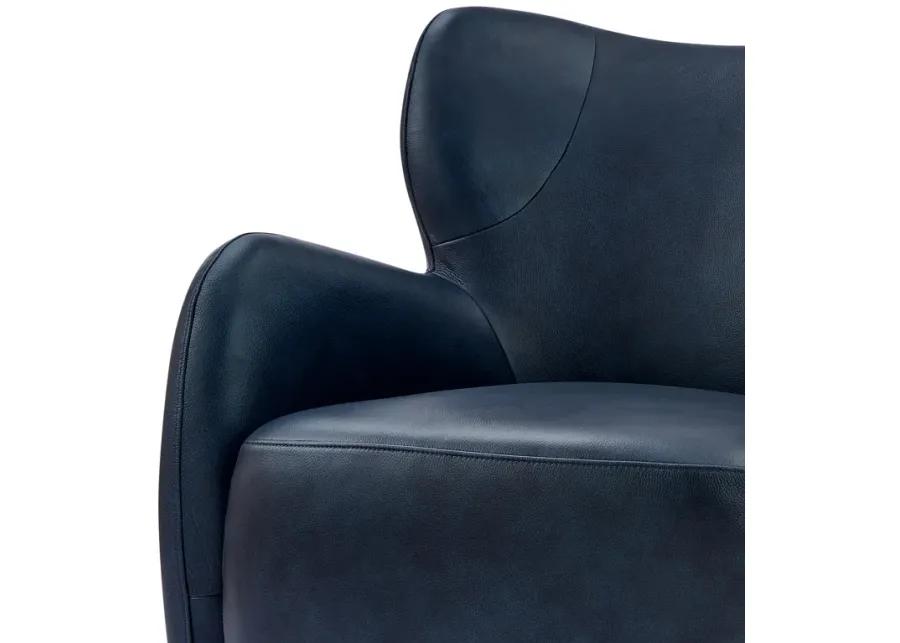 Tiffany KD Top Grain Leather Accent Arm Chair, Garrett Blue