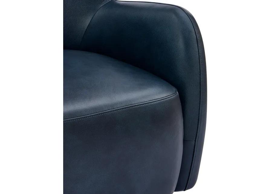 Tiffany KD Top Grain Leather Accent Arm Chair, Garrett Blue