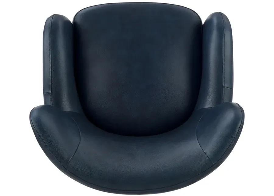 Tiffany KD Top Grain Leather Accent Arm Chair, Garrett Blue