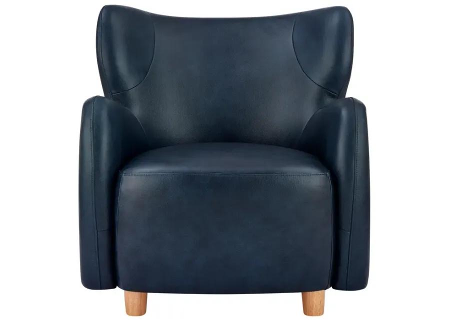 Tiffany KD Top Grain Leather Accent Arm Chair, Garrett Blue