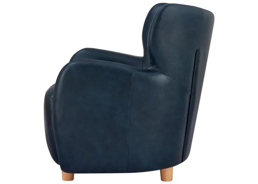 Tiffany KD Top Grain Leather Accent Arm Chair, Garrett Blue