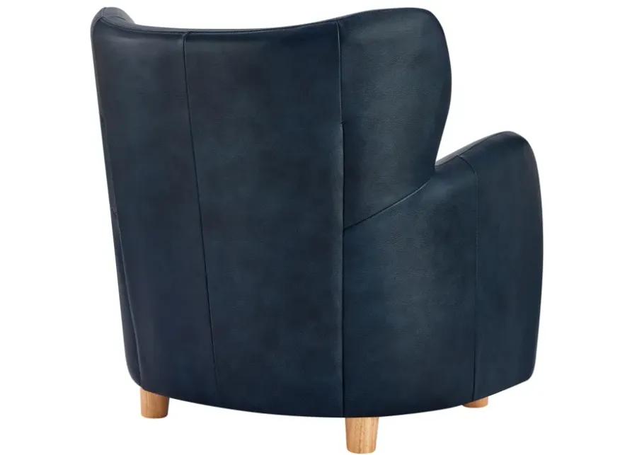 Tiffany KD Top Grain Leather Accent Arm Chair, Garrett Blue