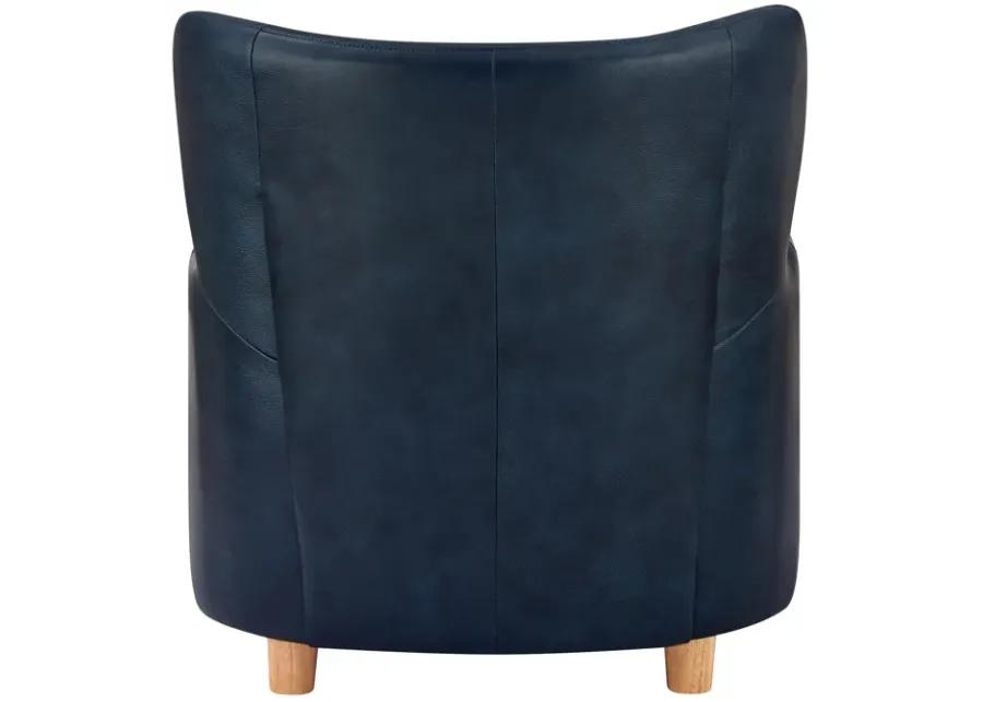 Tiffany KD Top Grain Leather Accent Arm Chair, Garrett Blue