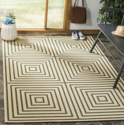 LINDEN 123 Collection LND123W-6SQ Cream / Green 6'-7" X 6'-7" Square