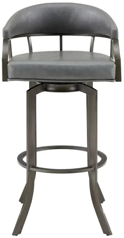 Pharaoh Swivel 26" Mineral Finish and Gray Faux Leather Bar Stool